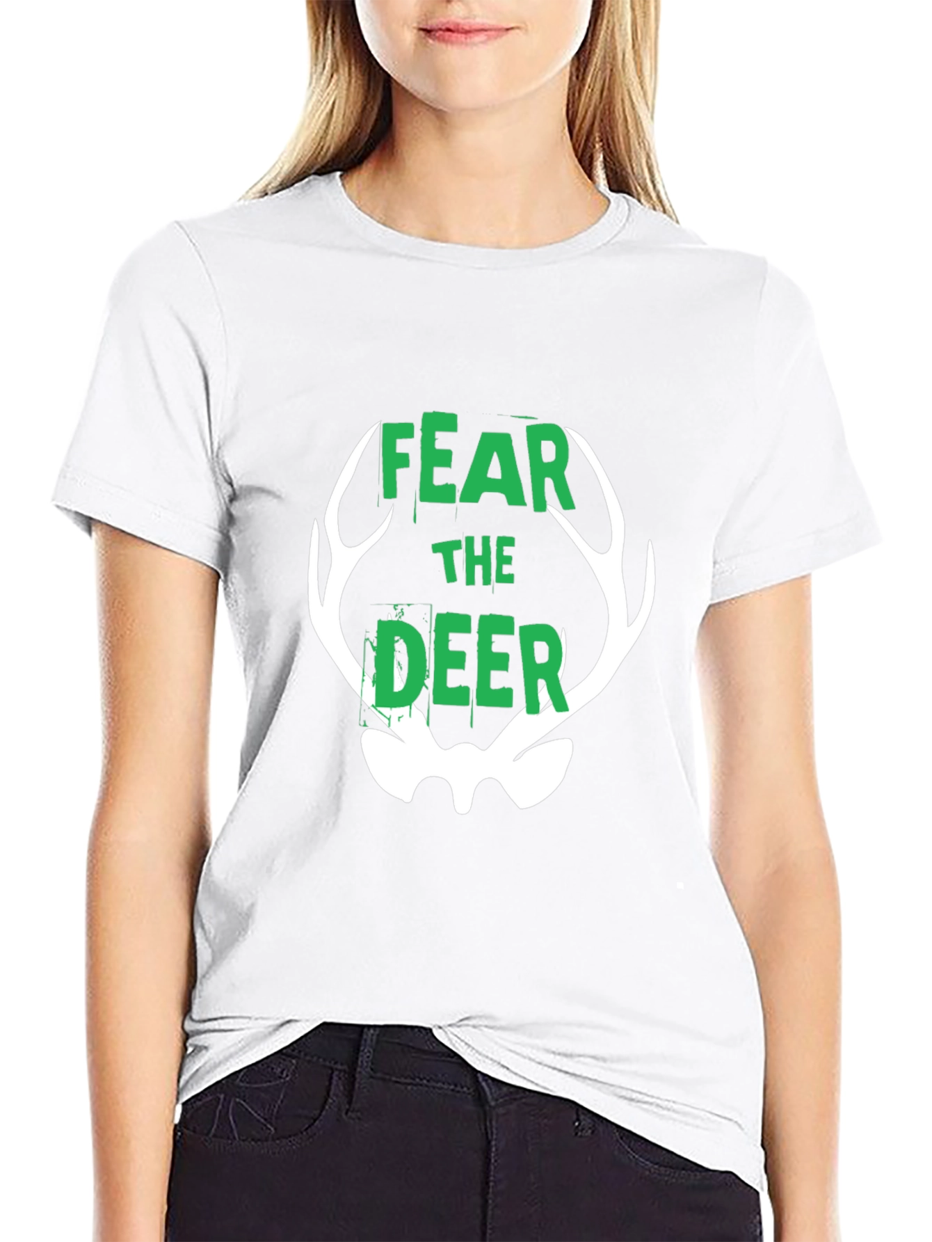 Fear the Deer Graphic Tee - Black Cotton T-Shirt