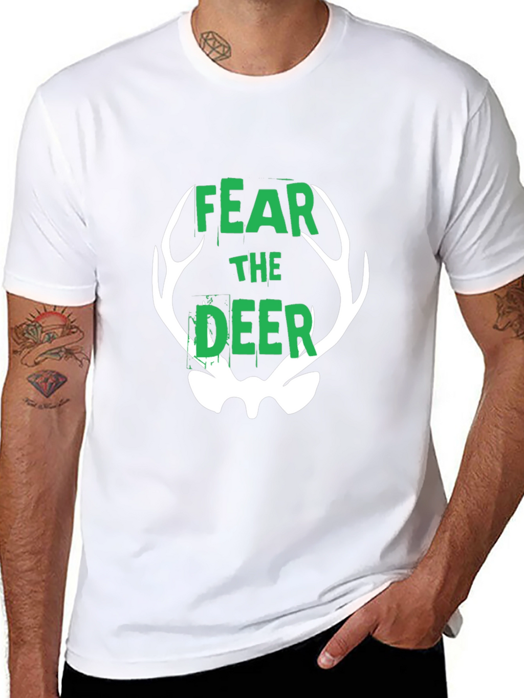 Fear the Deer Graphic Tee - Black Cotton T-Shirt