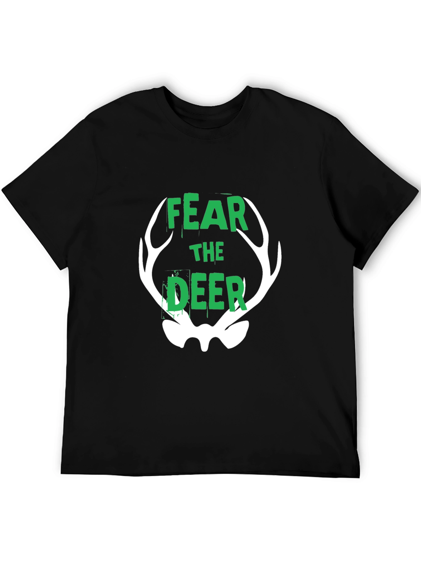 Fear the Deer Graphic Tee - Black Cotton T-Shirt