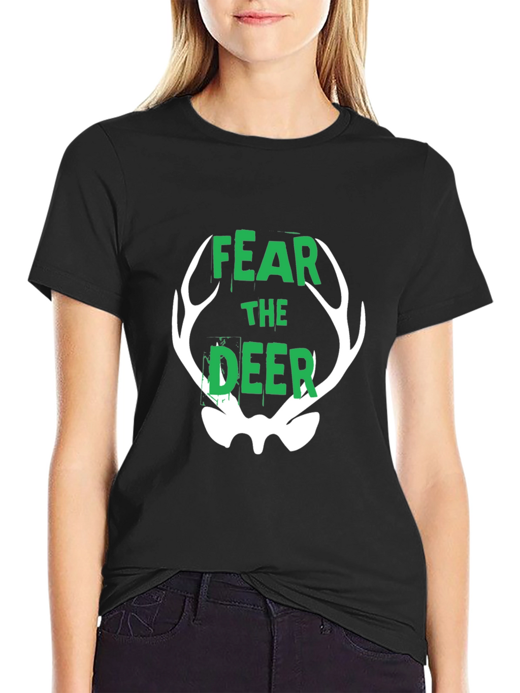 Fear the Deer Graphic Tee - Black Cotton T-Shirt