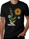 Floral Graphic Print T-Shirt - Black