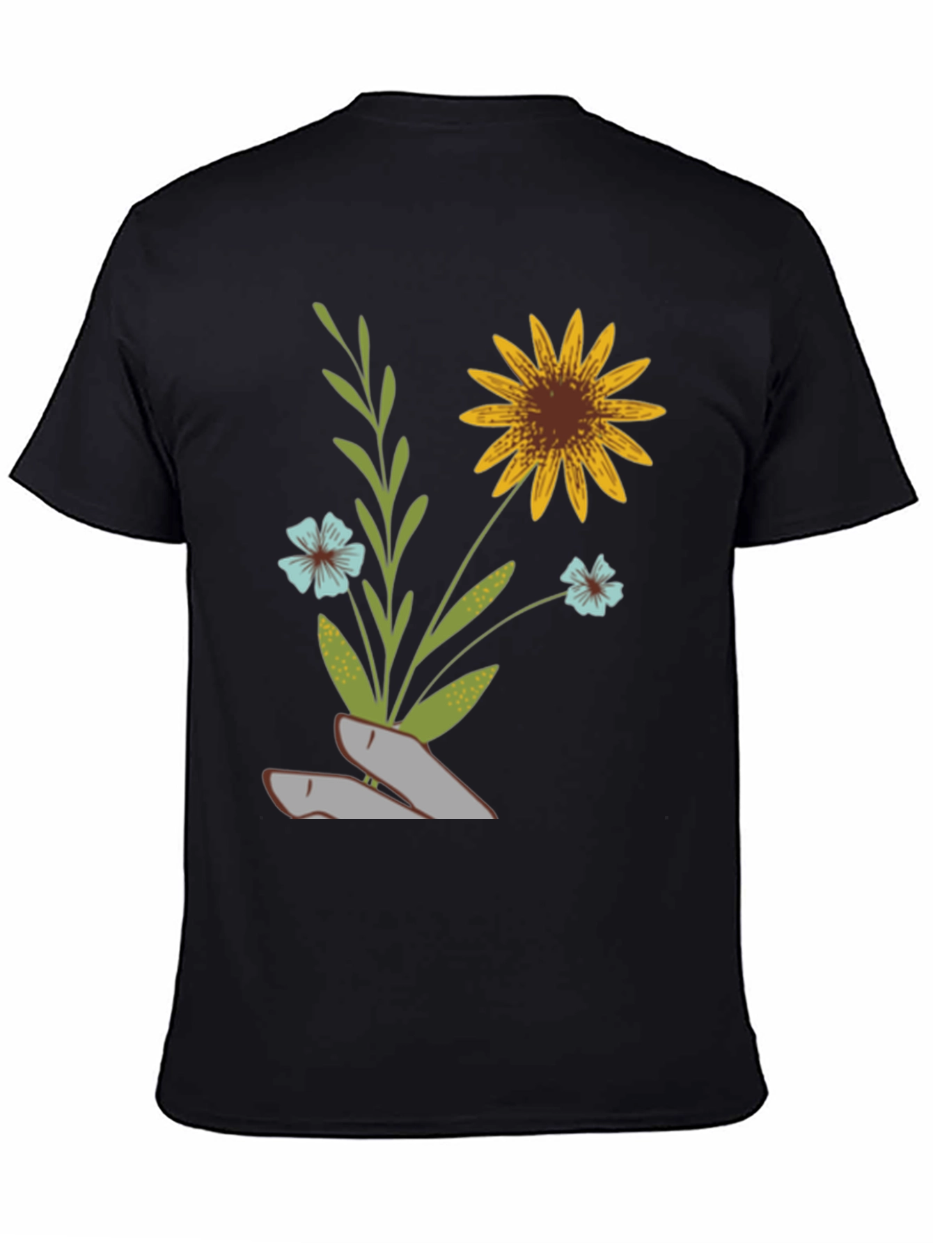 Floral Graphic Print T-Shirt - Black
