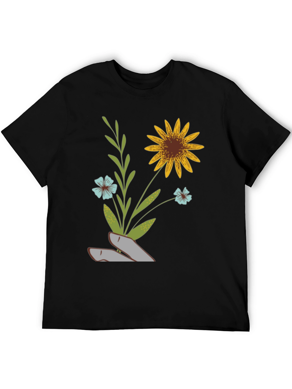 Floral Graphic Print T-Shirt - Black