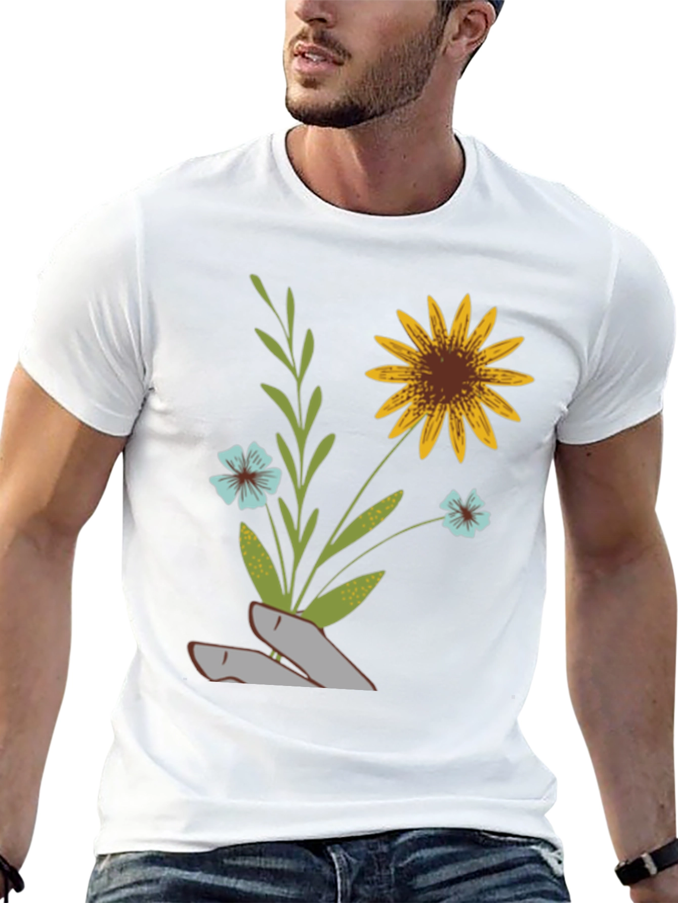 Floral Graphic Print T-Shirt - Black