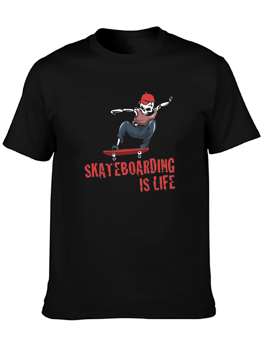 Skateboarding is Life Tee - Skeleton Skateboarder Graphic T-Shirt