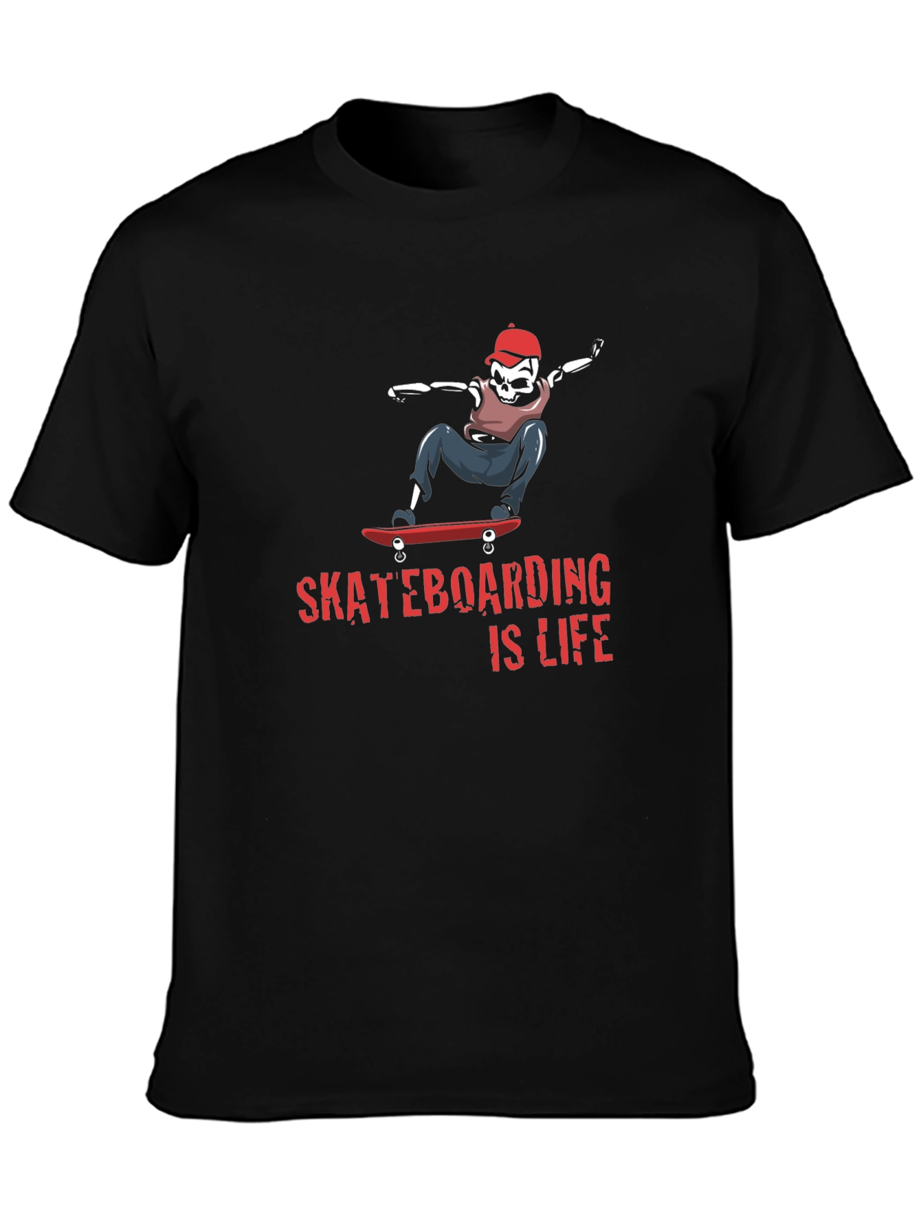 Skateboarding is Life Tee - Skeleton Skateboarder Graphic T-Shirt