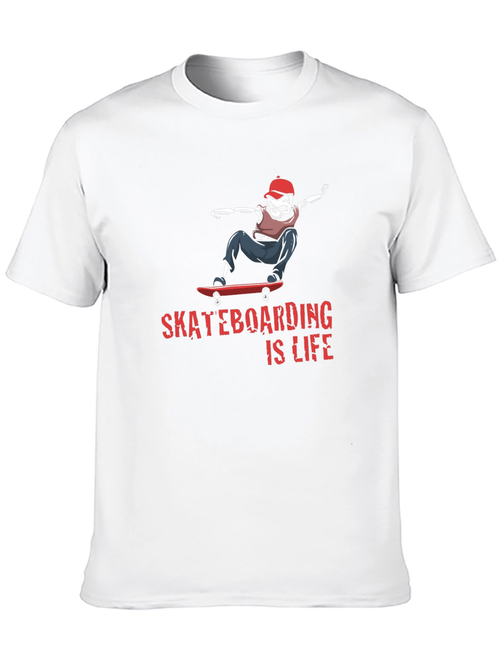 Skateboarding is Life Tee - Skeleton Skateboarder Graphic T-Shirt
