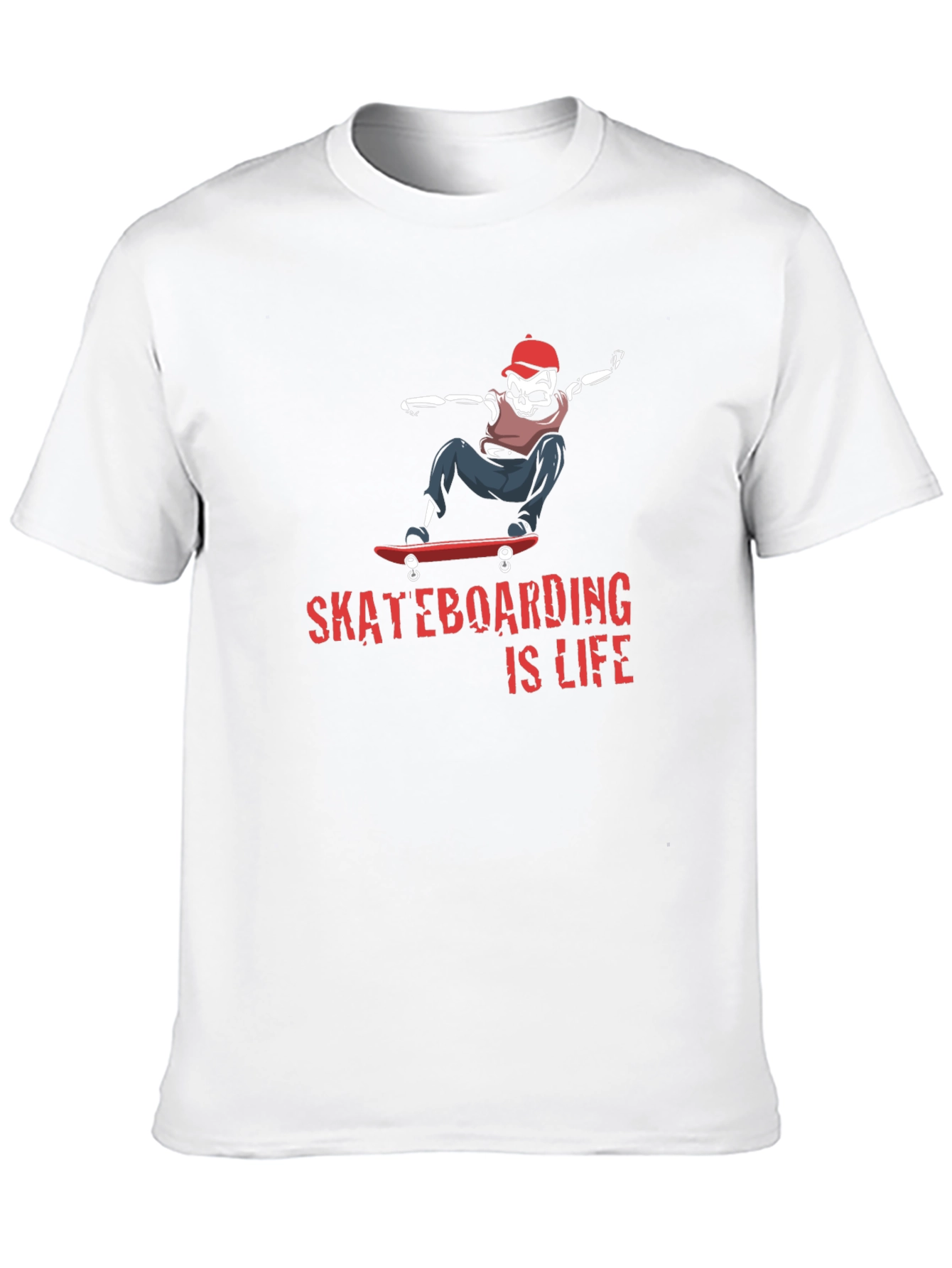 Skateboarding is Life Tee - Skeleton Skateboarder Graphic T-Shirt