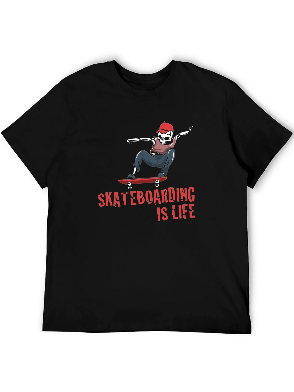 Skateboarding is Life Tee - Skeleton Skateboarder Graphic T-Shirt