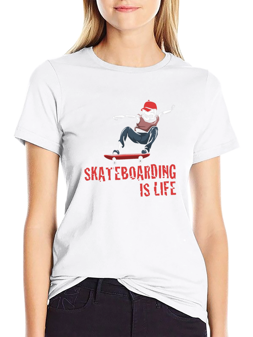 Skateboarding is Life Tee - Skeleton Skateboarder Graphic T-Shirt