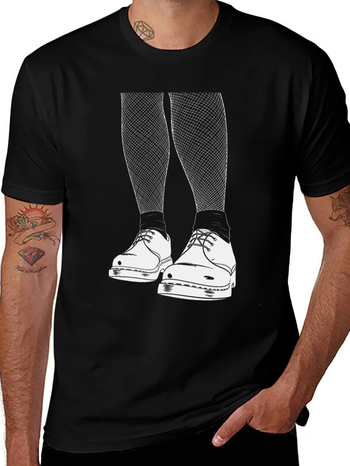 Edgy Graphic Tee: Fishnets and Doc Martens Style