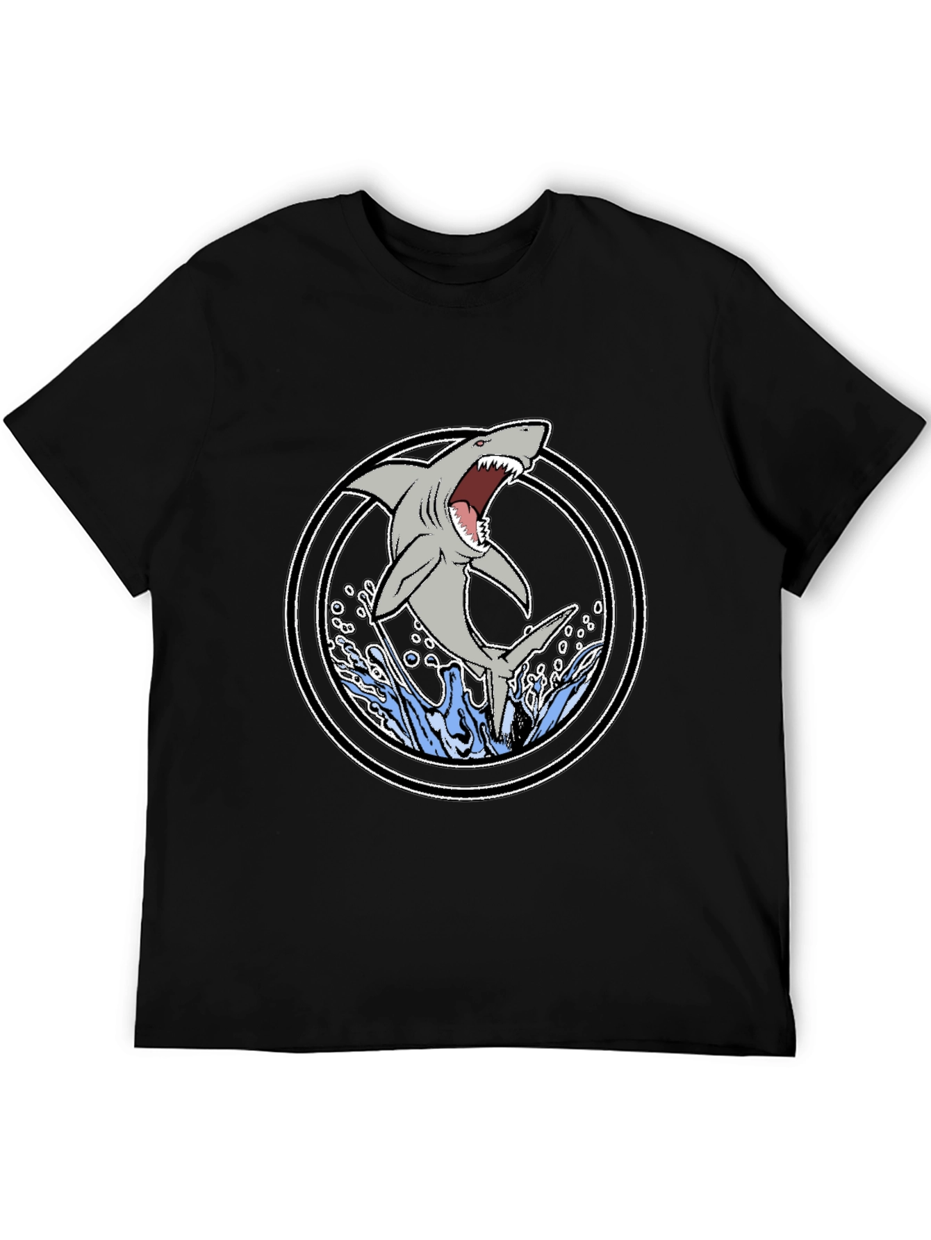 Shark Graphic T-Shirt - Black Cotton Tee