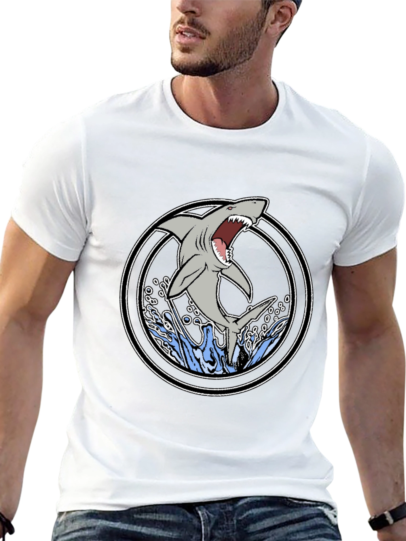 Shark Graphic T-Shirt - Black Cotton Tee