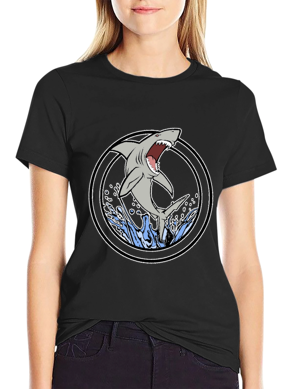 Shark Graphic T-Shirt - Black Cotton Tee