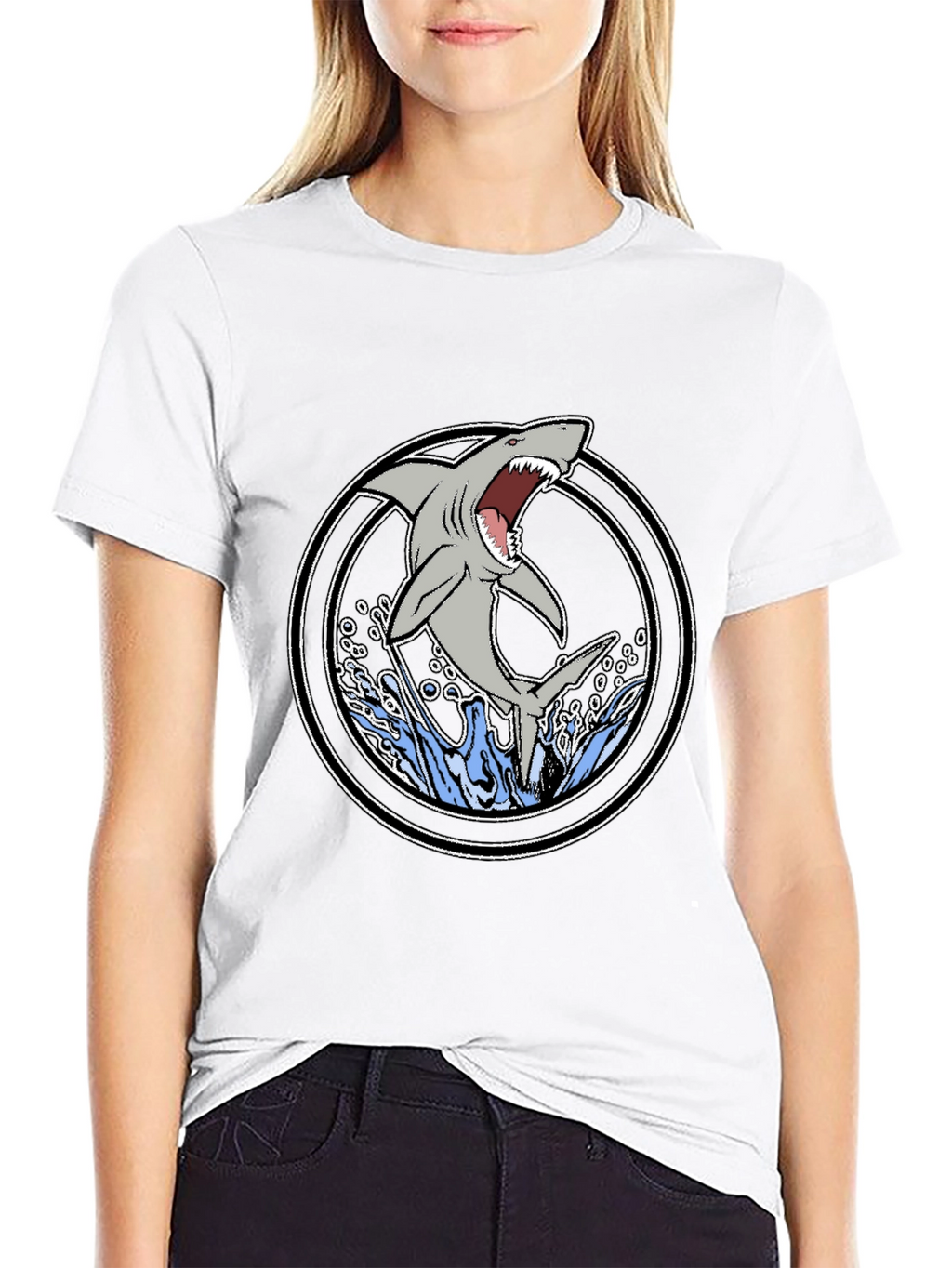 Shark Graphic T-Shirt - Black Cotton Tee