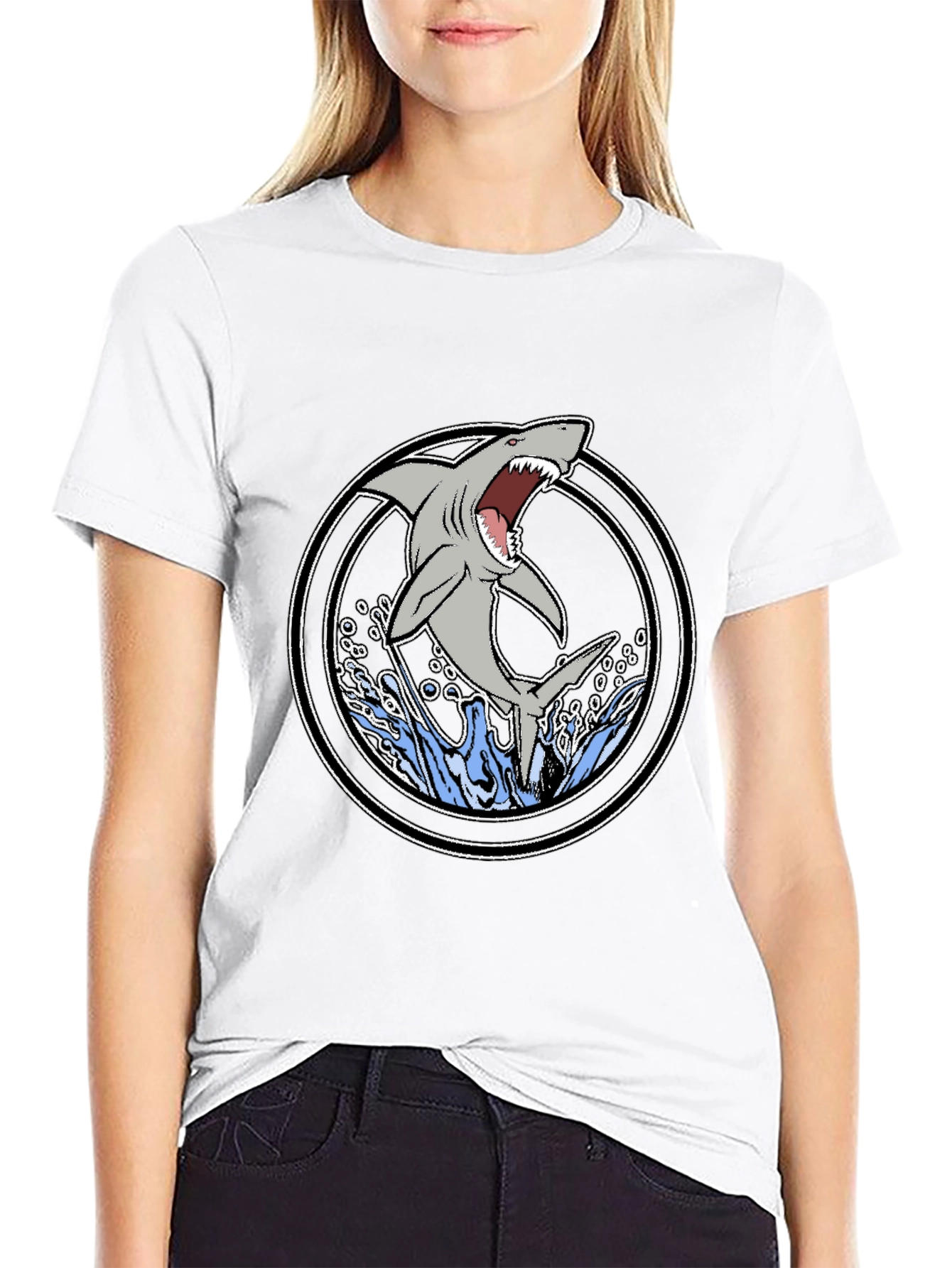 Shark Graphic T-Shirt - Black Cotton Tee