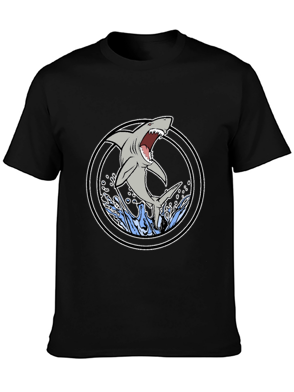 Shark Graphic T-Shirt - Black Cotton Tee