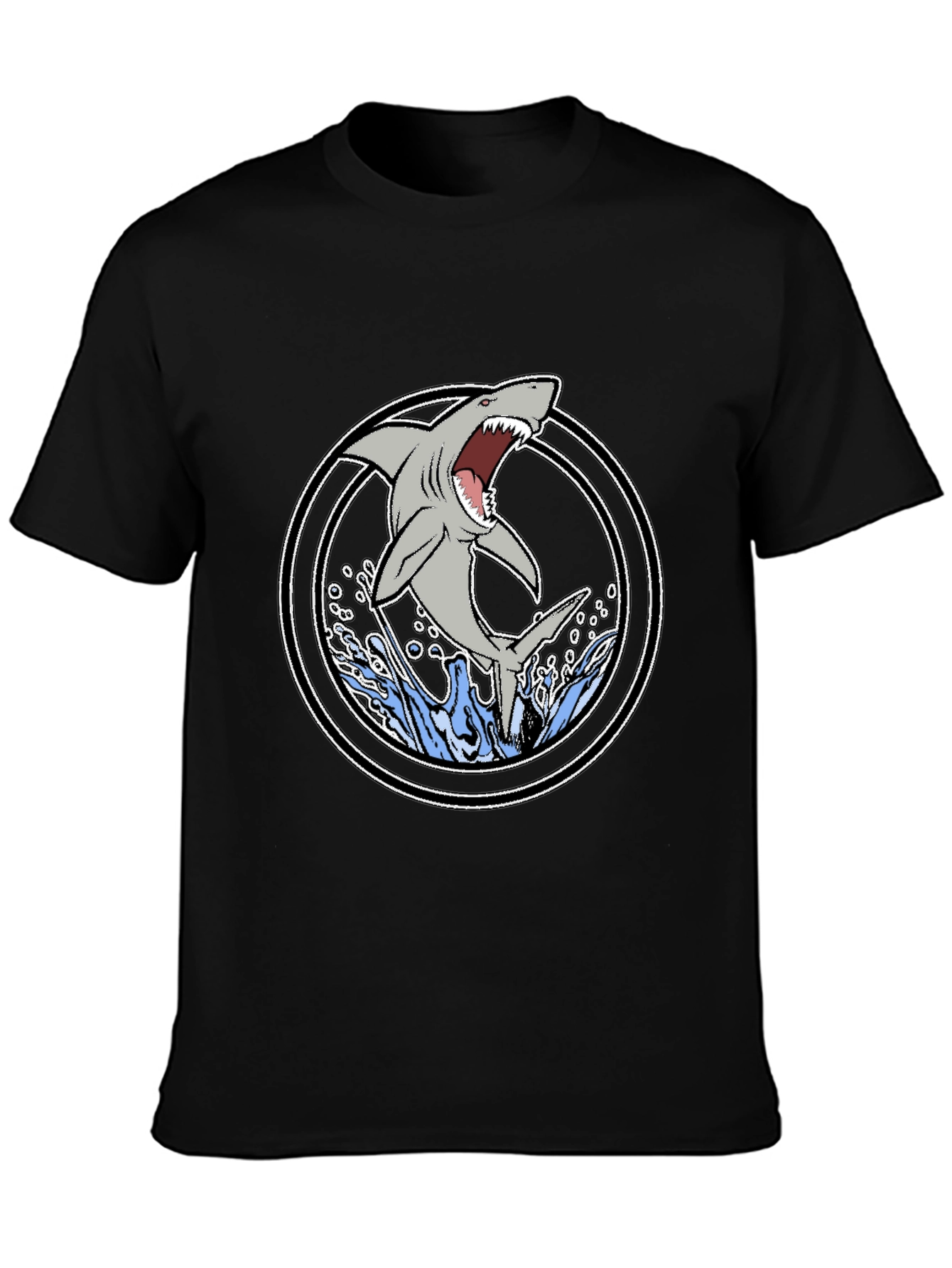 Shark Graphic T-Shirt - Black Cotton Tee