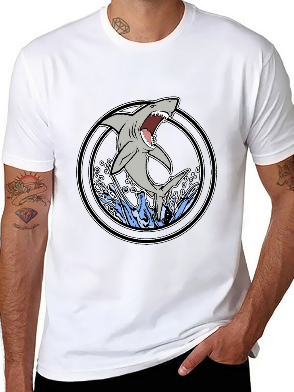 Shark Graphic T-Shirt - Black Cotton Tee