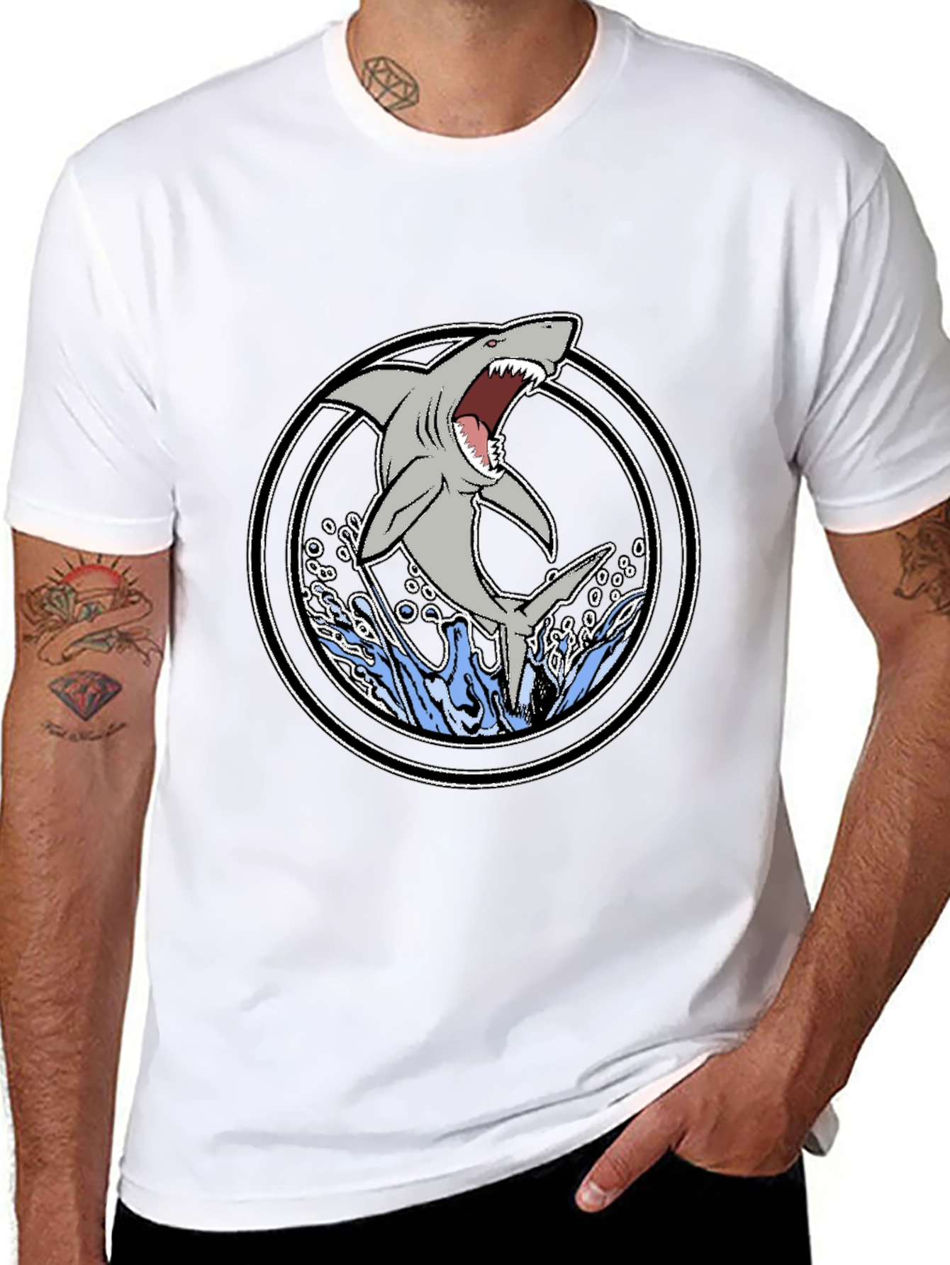 Shark Graphic T-Shirt - Black Cotton Tee