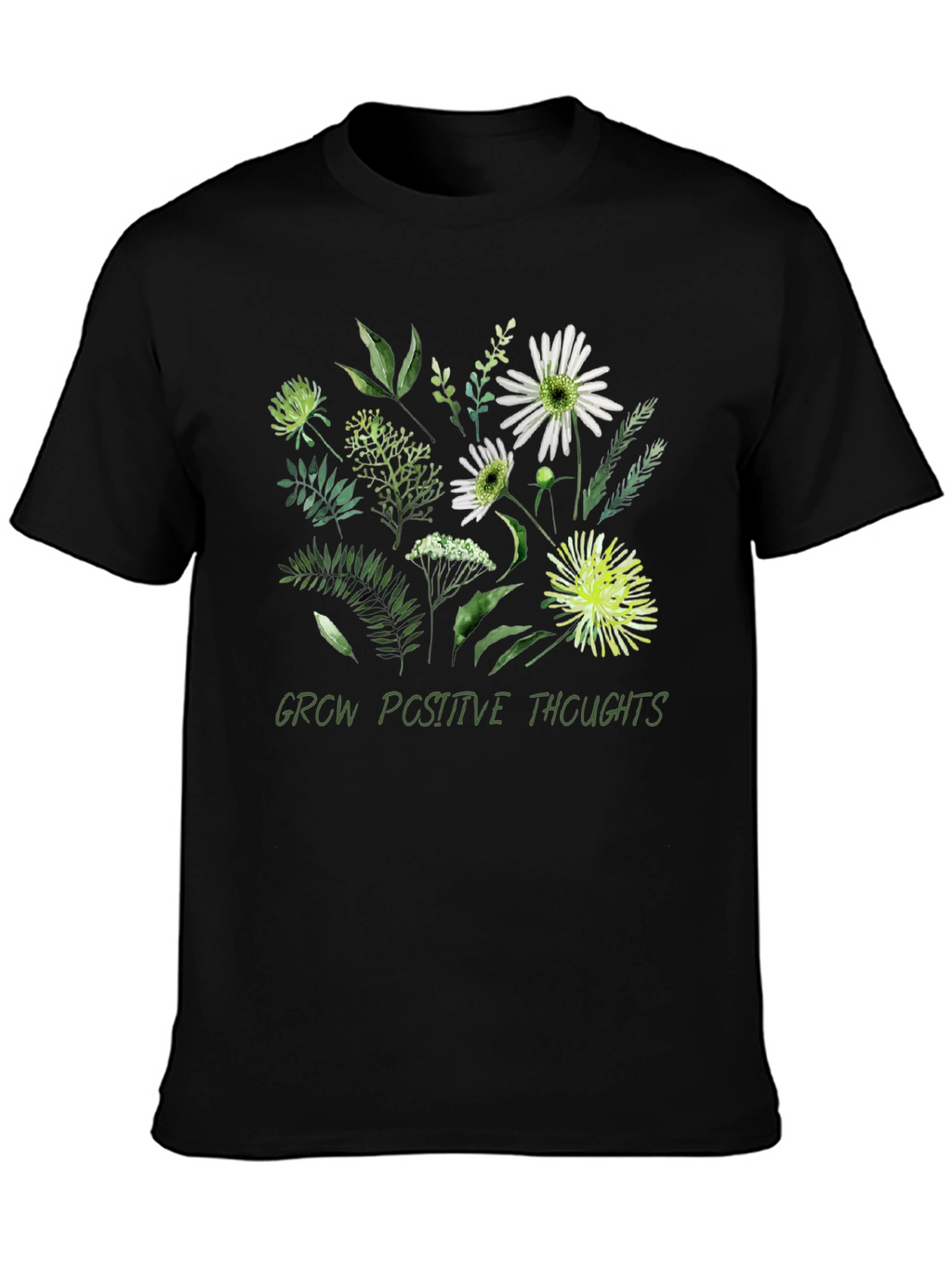 Floral Grow Positive Thoughts Graphic T-Shirt