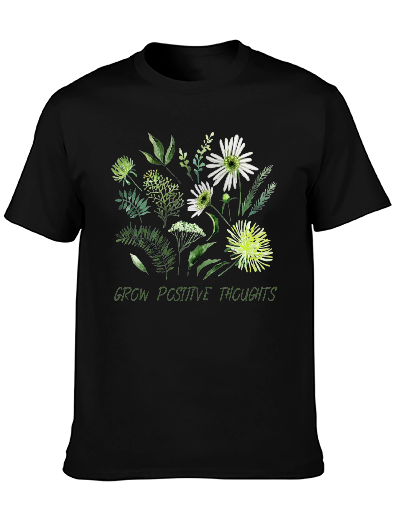 Floral Grow Positive Thoughts Graphic T-Shirt