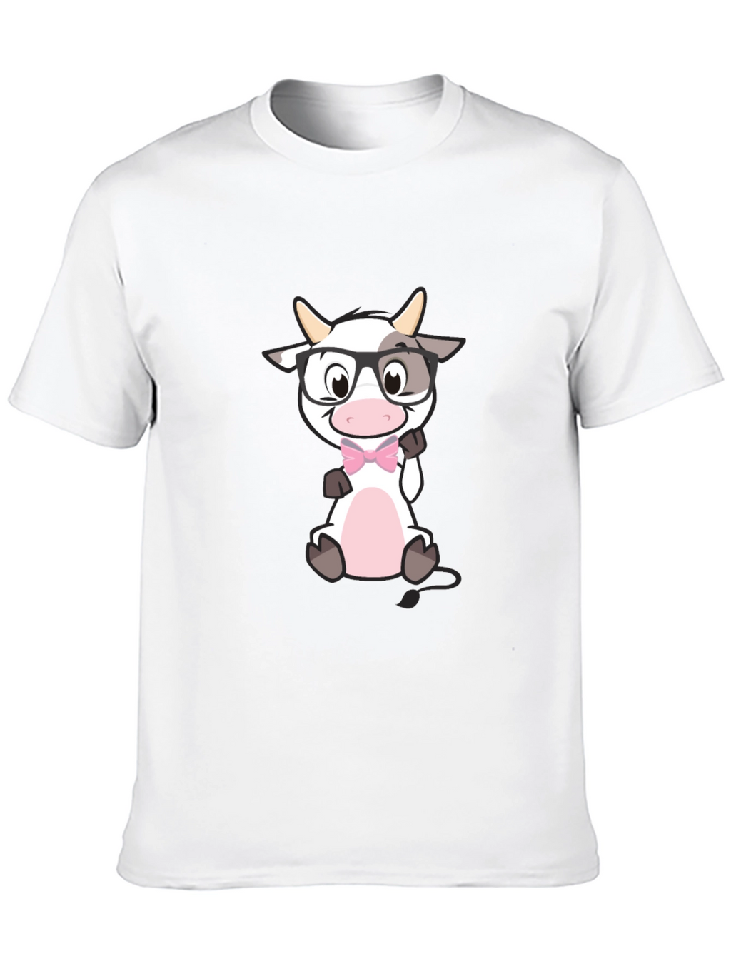 Funny Cow with Glasses Black T-Shirt