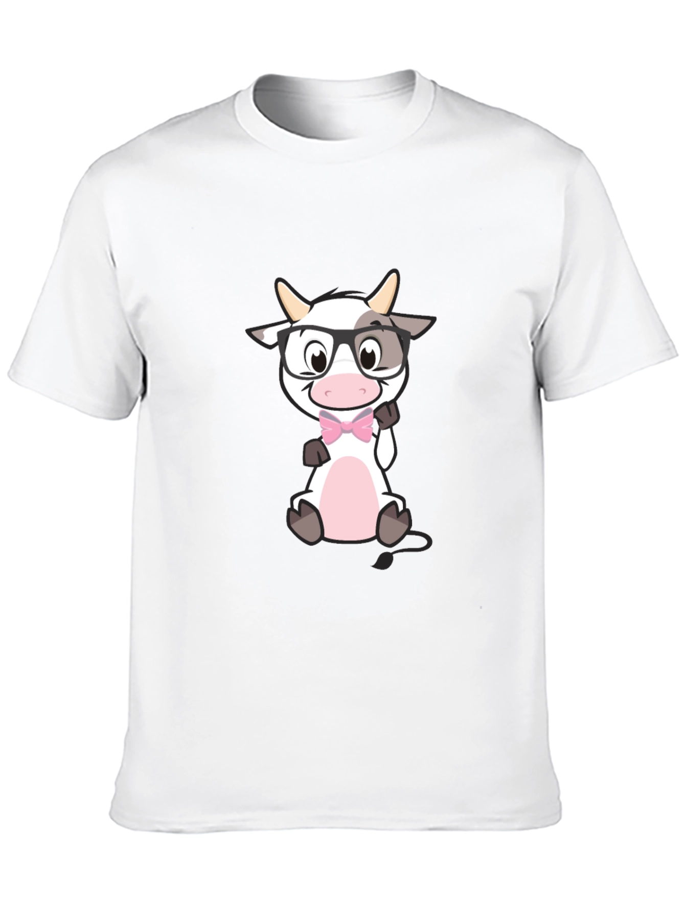 Funny Cow with Glasses Black T-Shirt