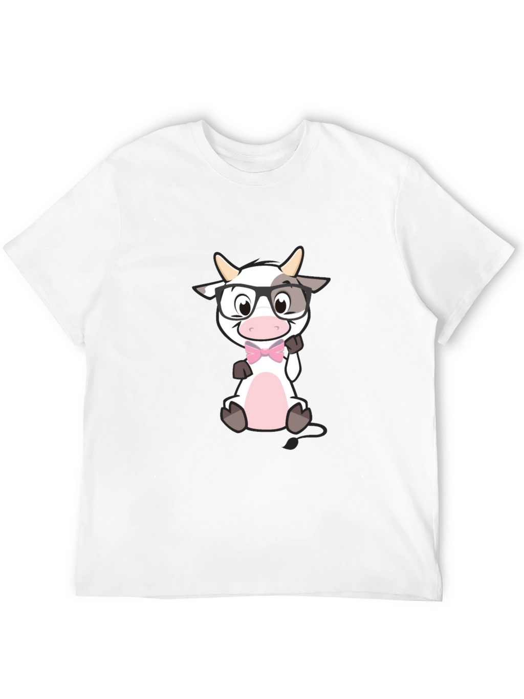 Funny Cow with Glasses Black T-Shirt