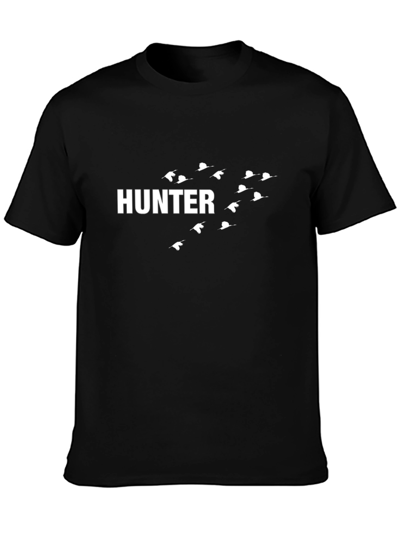 Hunter Bird Graphic Tee - Black Cotton T-Shirt