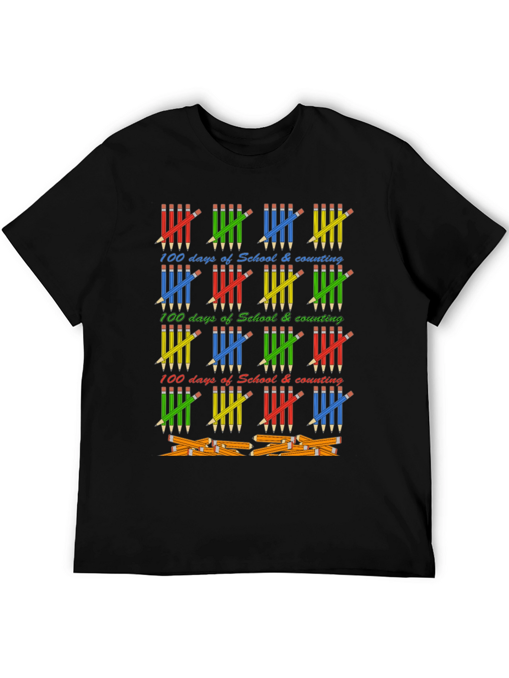 100 Days of School T-Shirt - Counting Pencils Design