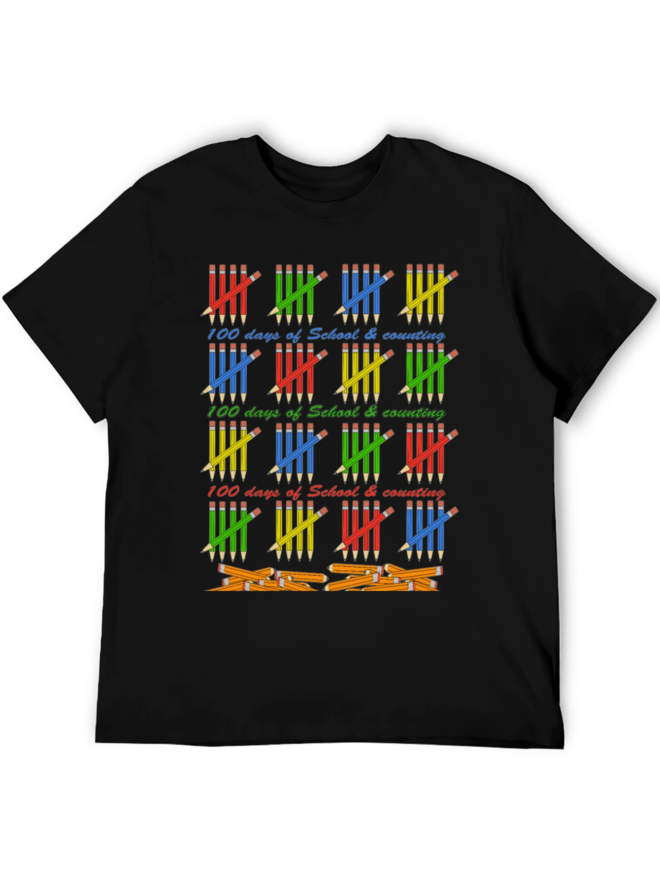 100 Days of School T-Shirt - Counting Pencils Design