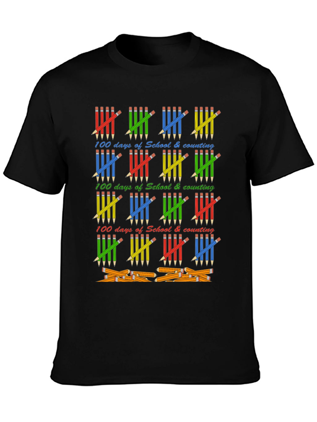 100 Days of School T-Shirt - Counting Pencils Design