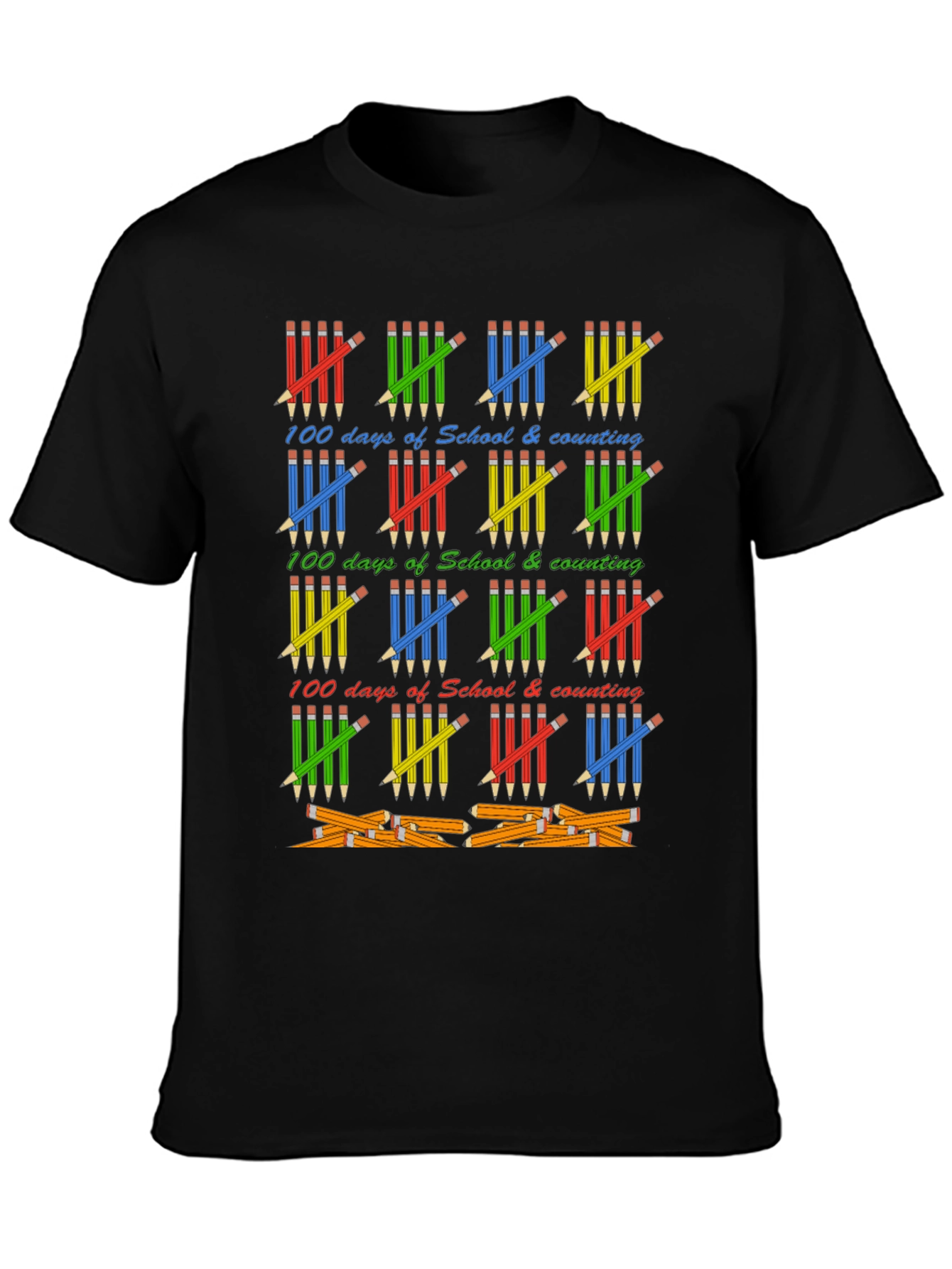 100 Days of School T-Shirt - Counting Pencils Design