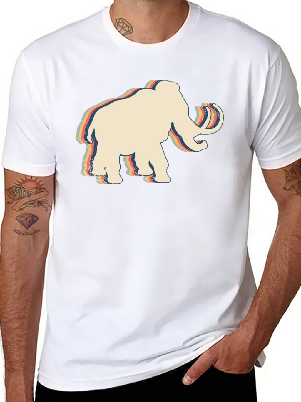 Retro Mammoth Graphic T-Shirt - Black