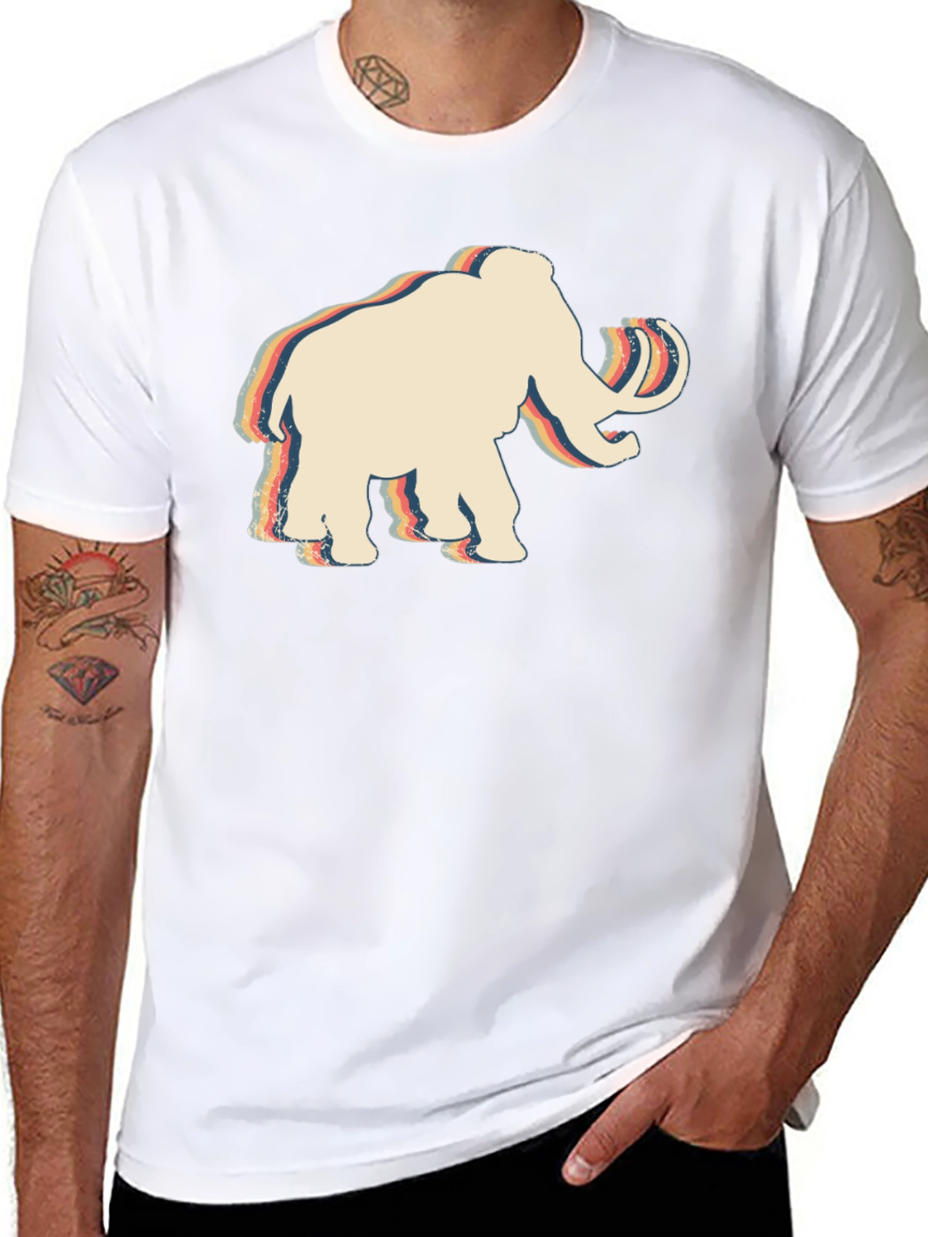 Retro Mammoth Graphic T-Shirt - Black