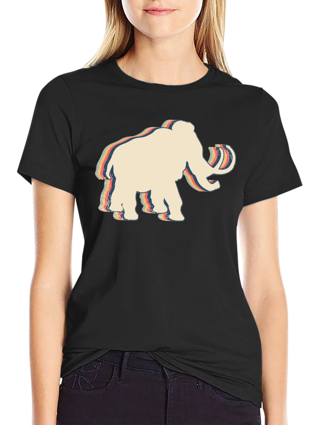 Retro Mammoth Graphic T-Shirt - Black