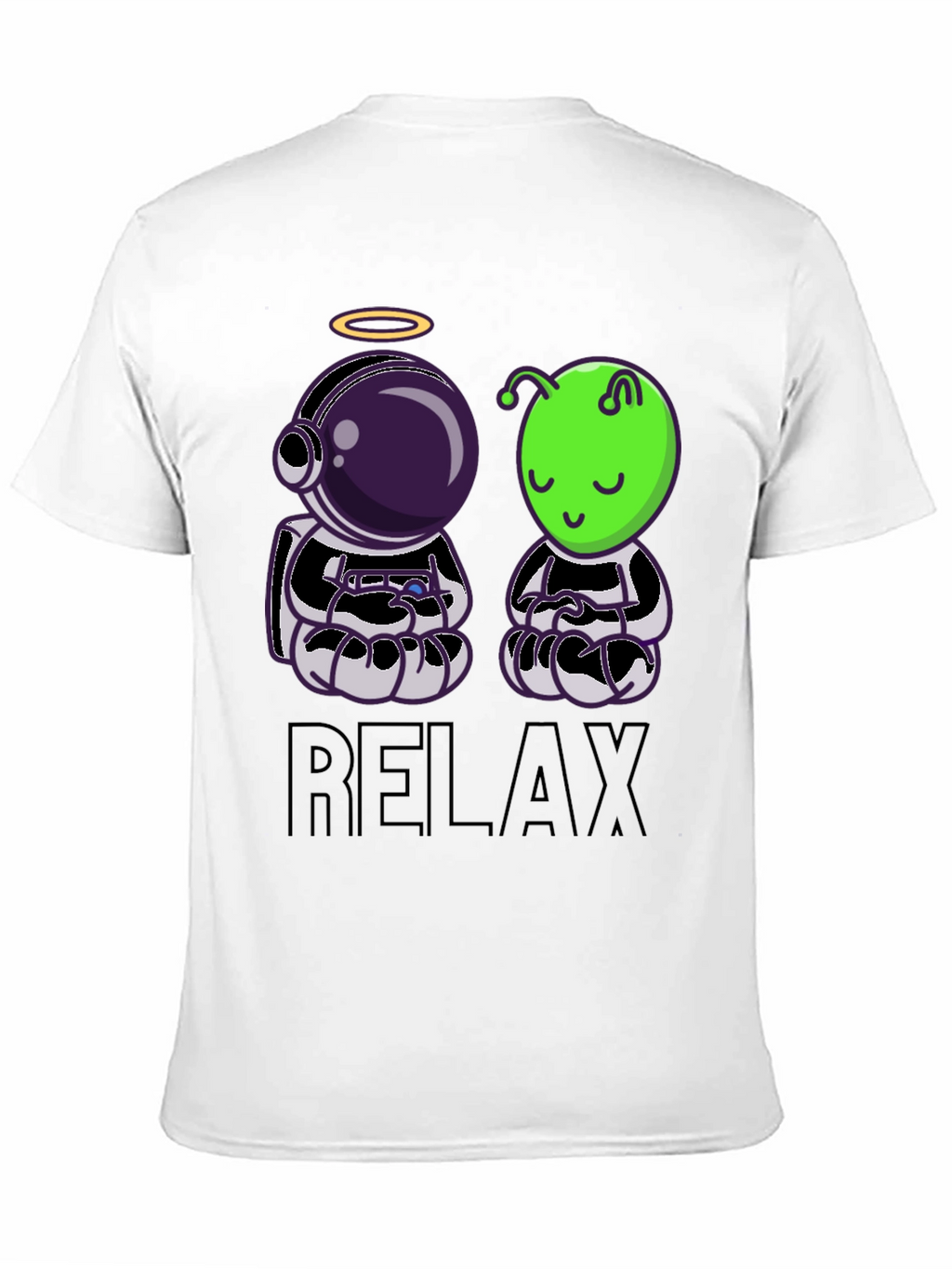 Relax Astronaut & Alien Black T-Shirt