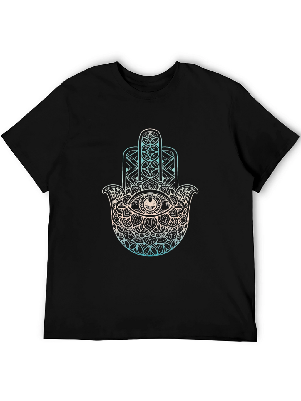 Hamsa Hand Graphic Tee - Black Cotton T-Shirt