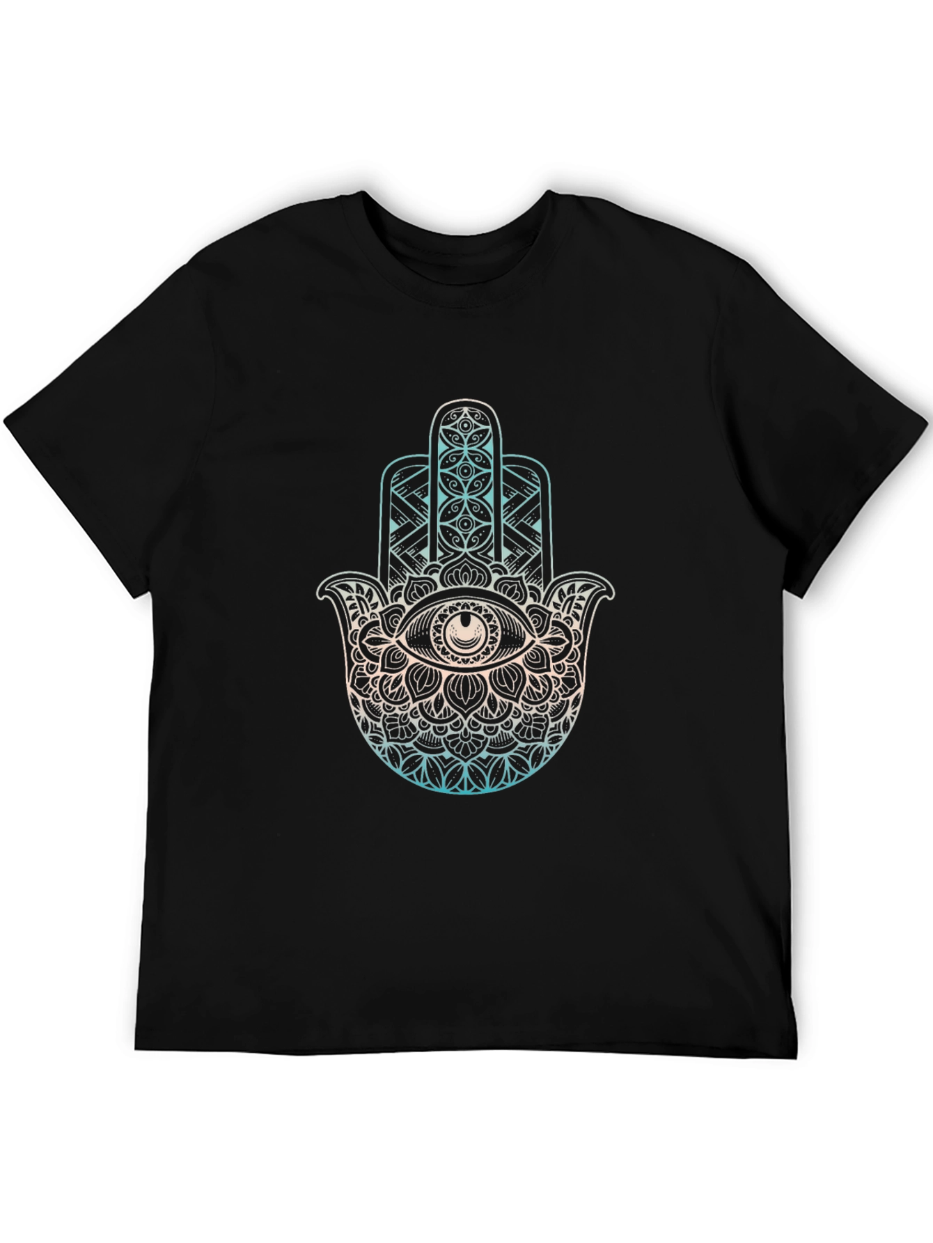 Hamsa Hand Graphic Tee - Black Cotton T-Shirt