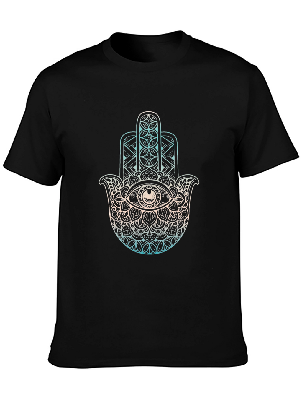 Hamsa Hand Graphic Tee - Black Cotton T-Shirt