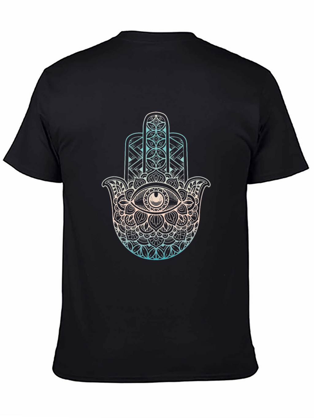 Hamsa Hand Graphic Tee - Black Cotton T-Shirt
