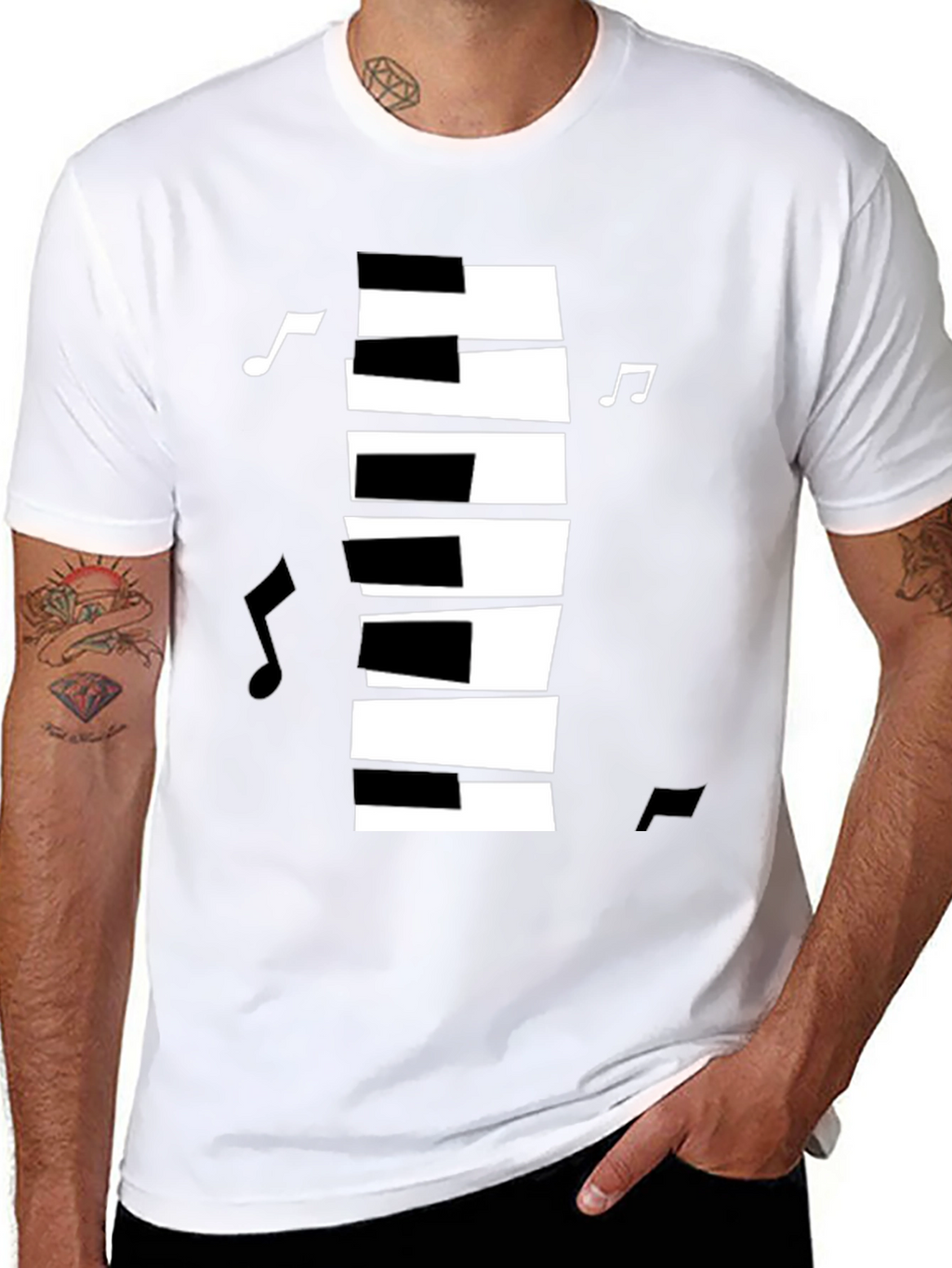Piano Keys Music Notes Graphic T-Shirt