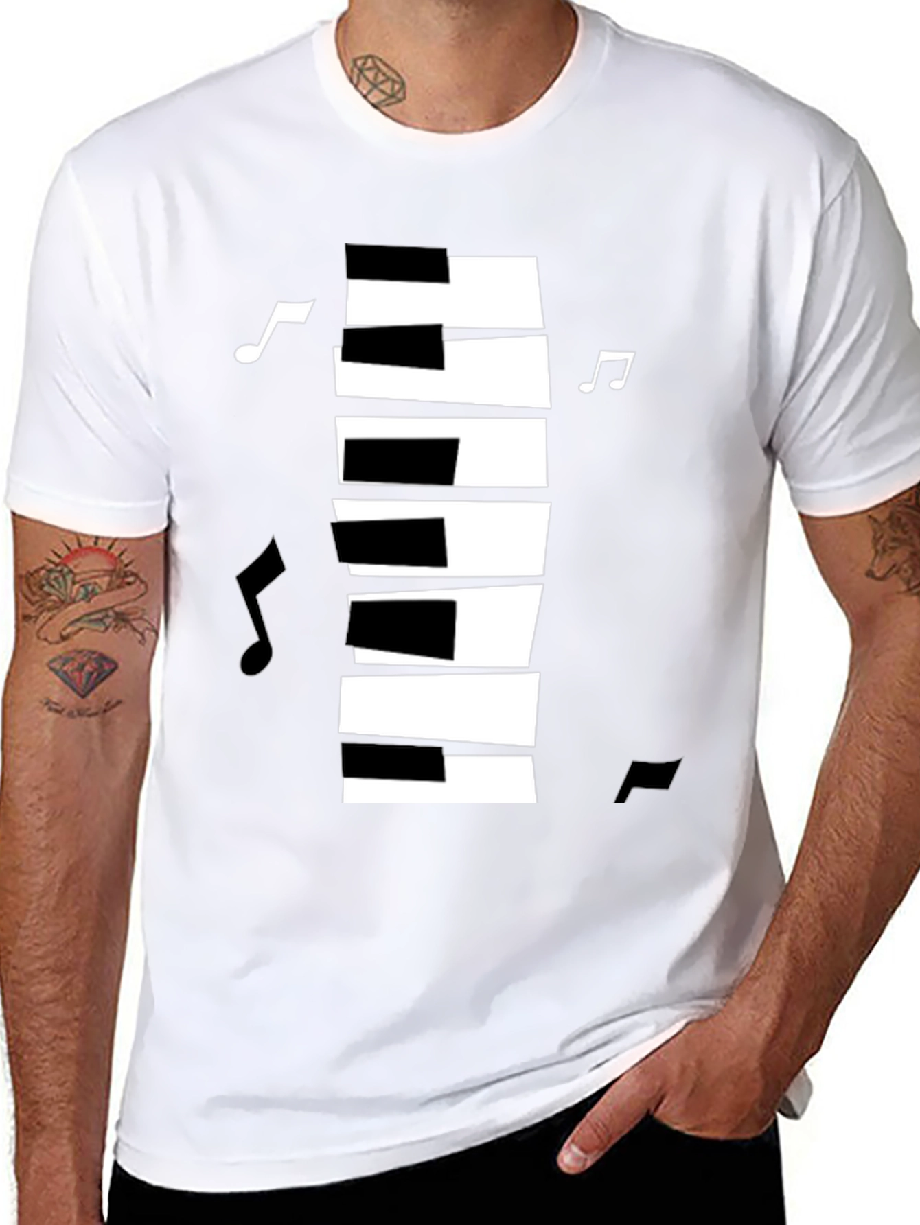 Piano Keys Music Notes Graphic T-Shirt