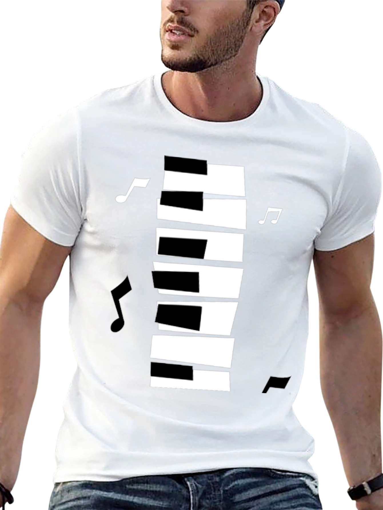 Piano Keys Music Notes Graphic T-Shirt