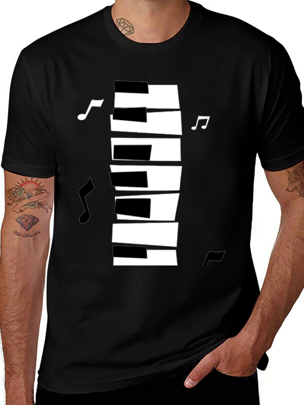 Piano Keys Music Notes Graphic T-Shirt