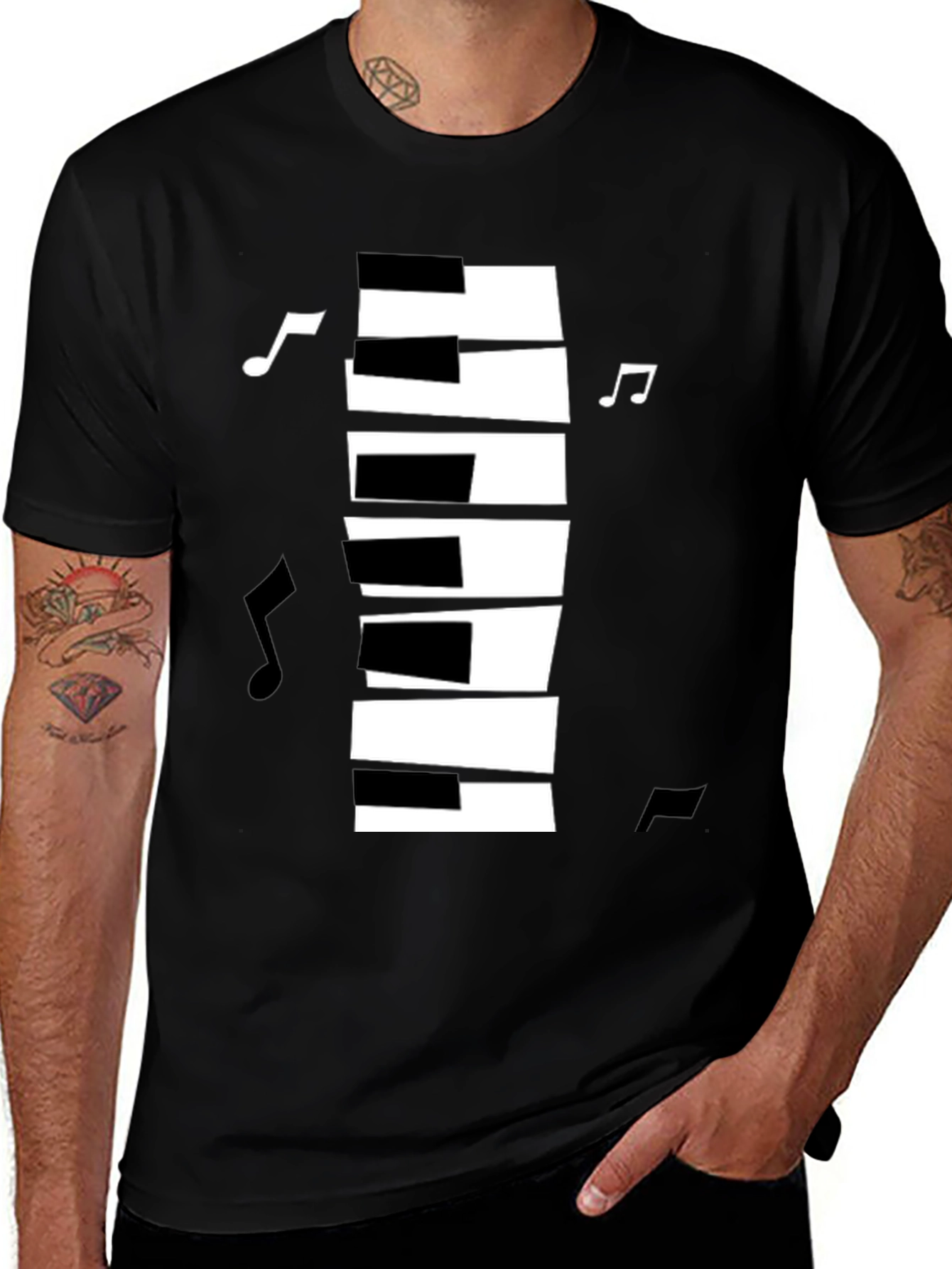 Piano Keys Music Notes Graphic T-Shirt