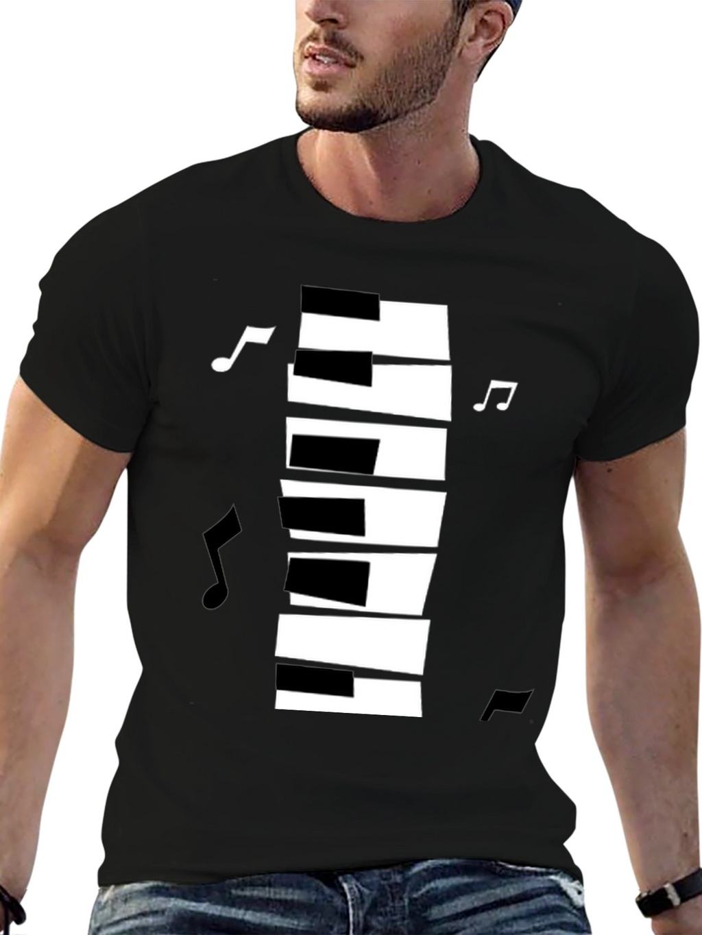 Piano Keys Music Notes Graphic T-Shirt