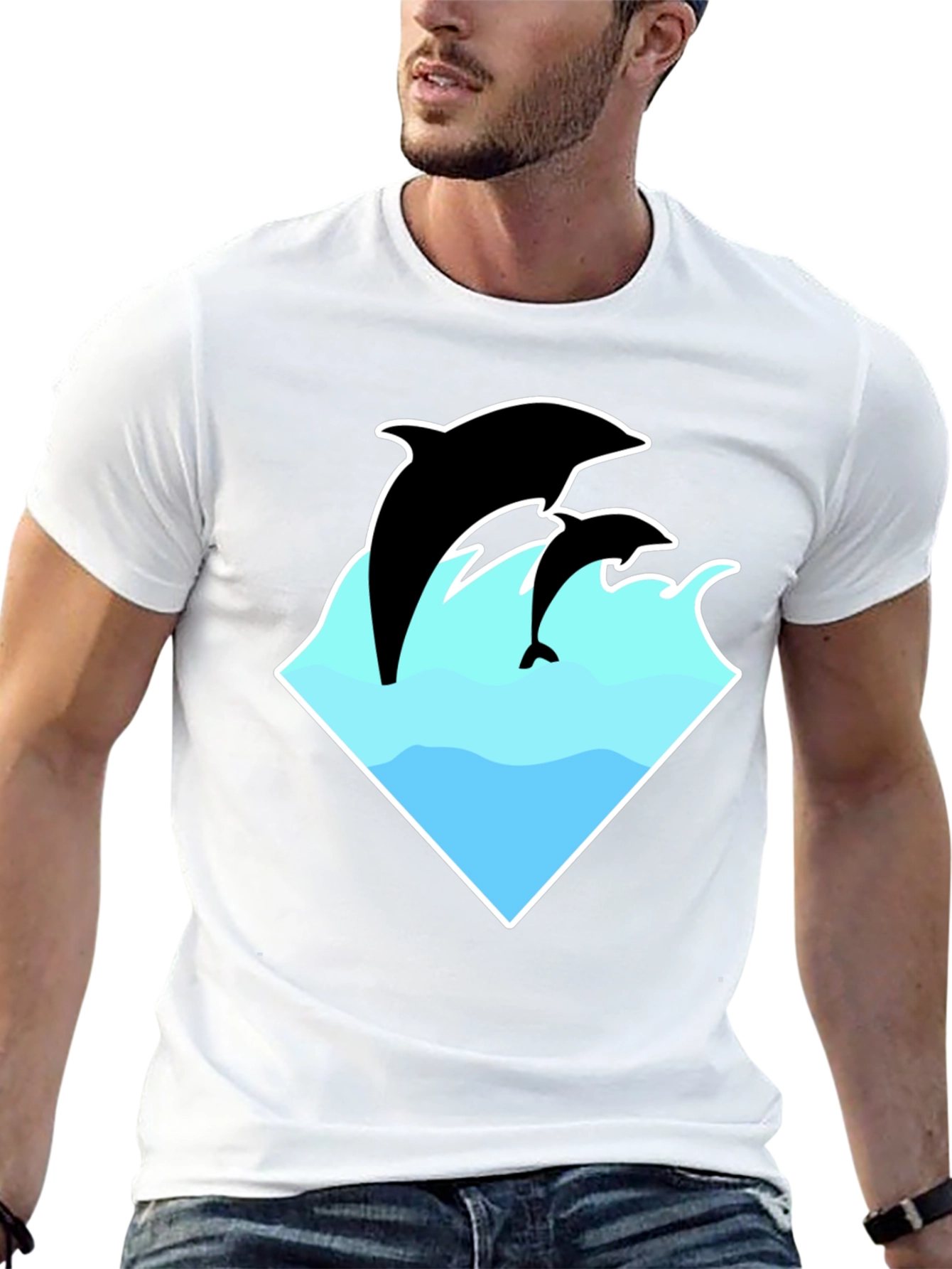 Dolphin Graphic T-Shirt - Black Cotton Tee