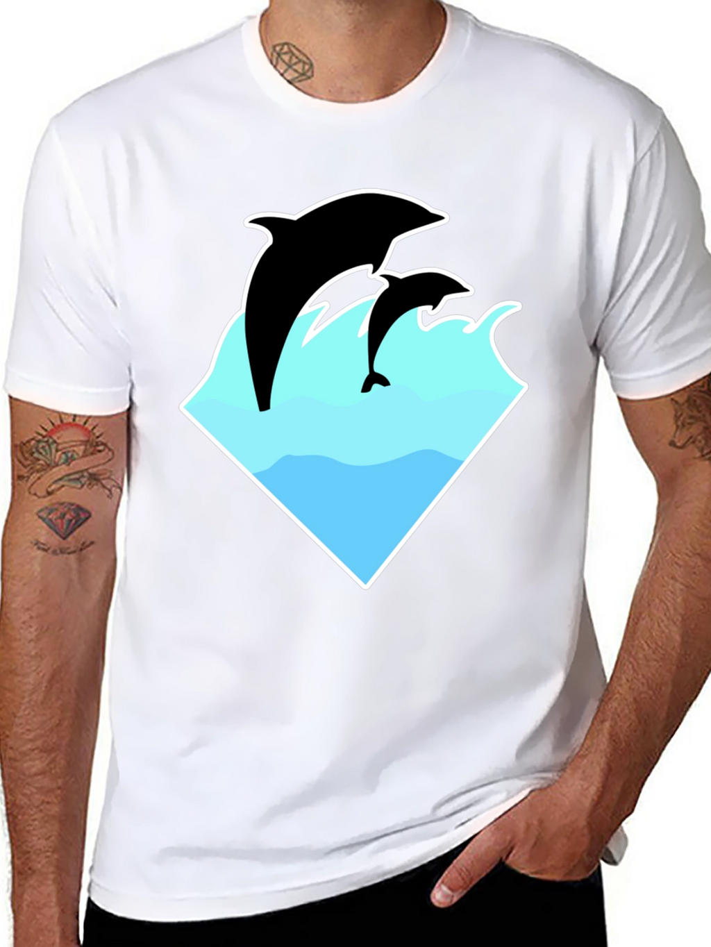 Dolphin Graphic T-Shirt - Black Cotton Tee